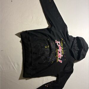 Trendy Black Graphic Hoodie